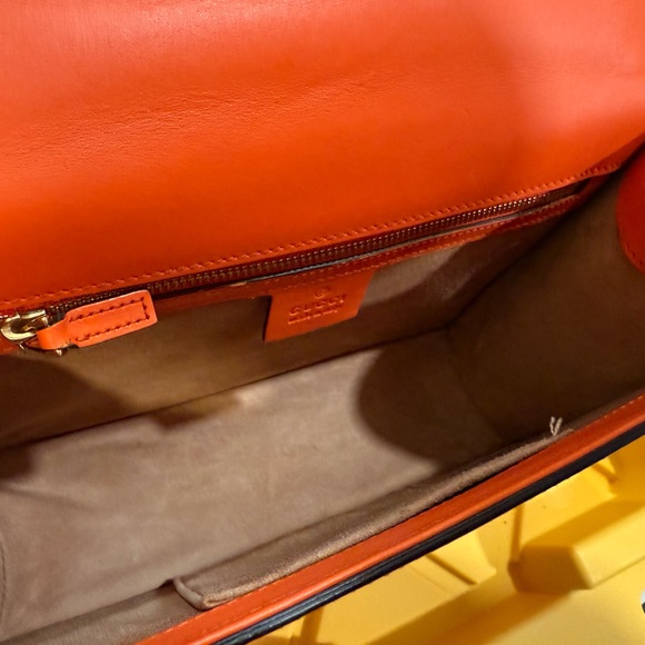 Orange Gucci Sylvie medium Leather Shoulder Bag - Picture 7 of 8